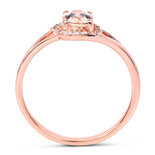 Bids.com 0.78 Carat Genuine Morganite and White Diamond 14K Rose Gold Ring Rings