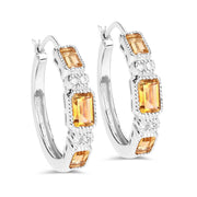 Bids.com 2.88 Carat Genuine Citrine and White Topaz .925 Sterling Silver Earrings Earrings