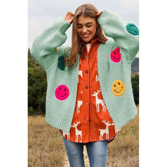 The Fuzzy Smile Long Bell Sleeve Knit Cardigan