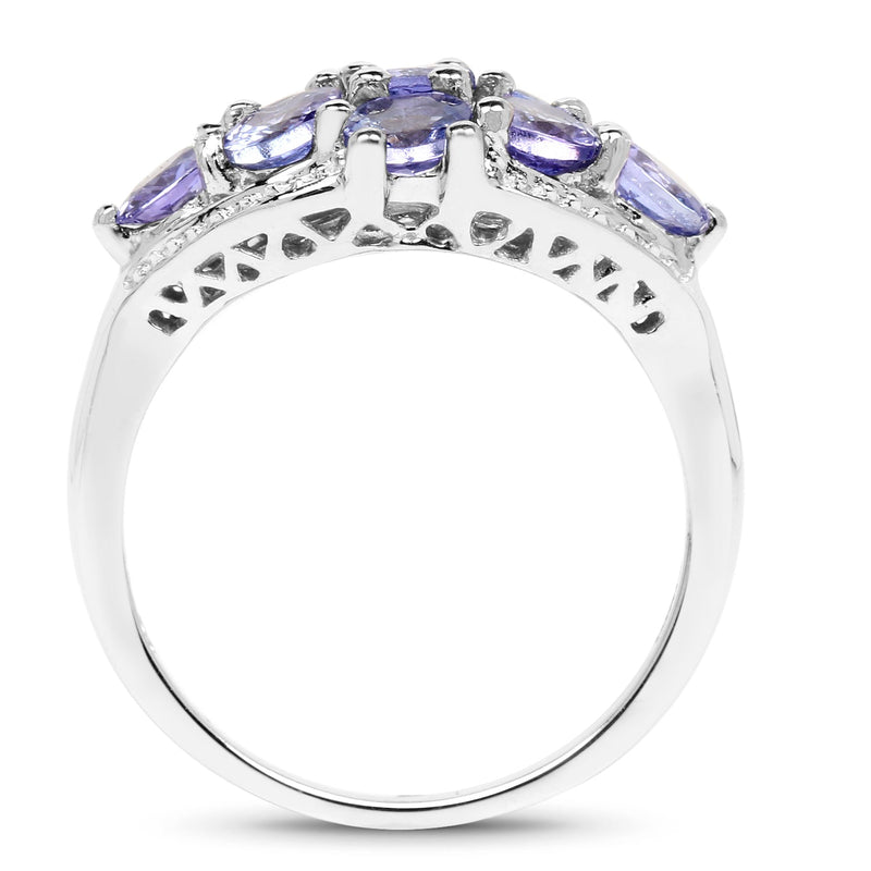 Bids.com 2.07 Carat Genuine Tanzanite .925 Sterling Silver Ring Rings