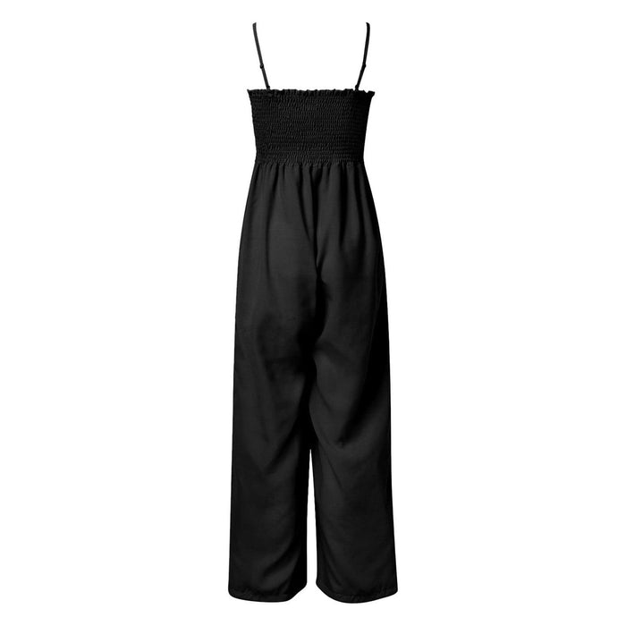 Smocked Spaghetti Strap Wide Leg Jumpsuit