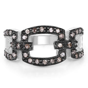 Bids.com 0.32 Carat Genuine Champagne Diamond .925 Sterling Silver Ring Rings