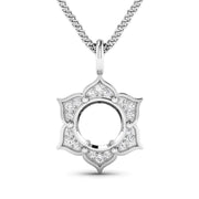 Bids.com 0.14 Carat Genuine White Diamond 14K White Gold Semi Mount Pendant - holds 8.00mm Round Gemstone Pendants