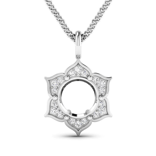 Bids.com 0.14 Carat Genuine White Diamond 14K White Gold Semi Mount Pendant - holds 8.00mm Round Gemstone Pendants