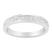 Bids.com IGI Certified 1/2 Cttw Princess Cut Diamond 18K White Gold Channel Set Half Eternity Style Wedding Band Ring (H-I Color, SI2-I1 Clarity) - Size 4-1/2 Rings