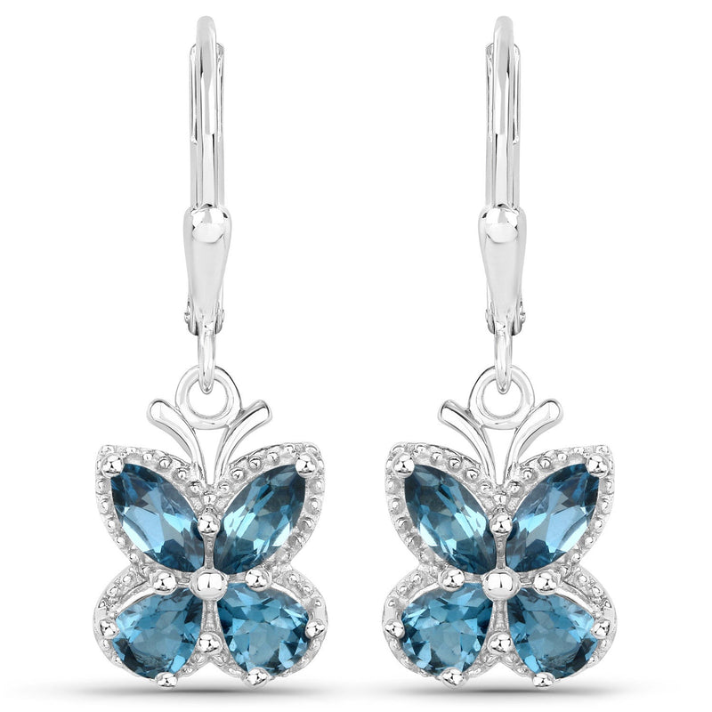 Bids.com 2.32 Carat Genuine London Blue Topaz .925 Sterling Silver Earrings Earrings