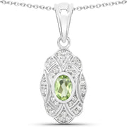 Bids.com 0.55 Carat Genuine Peridot and White Topaz .925 Sterling Silver Pendant Pendants