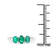 Bids.com 1.14 Carat Genuine Zambian Emerald and White Diamond 14K White Gold Ring Rings