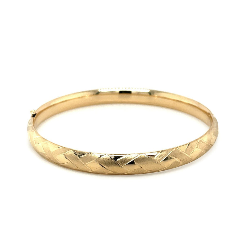Bids.com 14k Yellow Gold Domed Bangle with a Weave Motif Bracelets