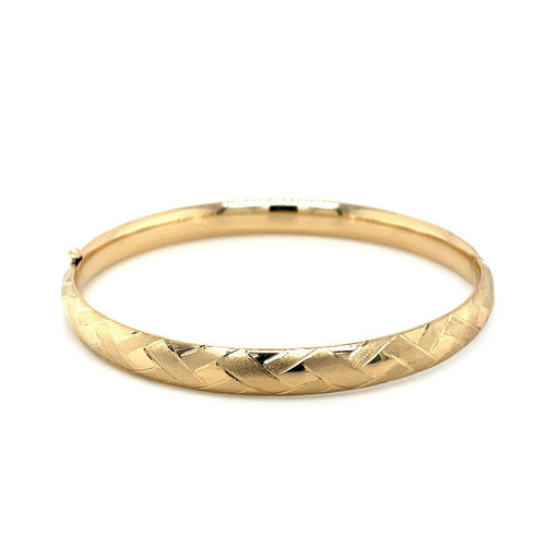 Bids.com 14k Yellow Gold Domed Bangle with a Weave Motif Bracelets