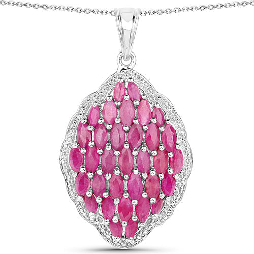 Bids.com 4.46 Carat Genuine Ruby .925 Sterling Silver Pendant Pendants
