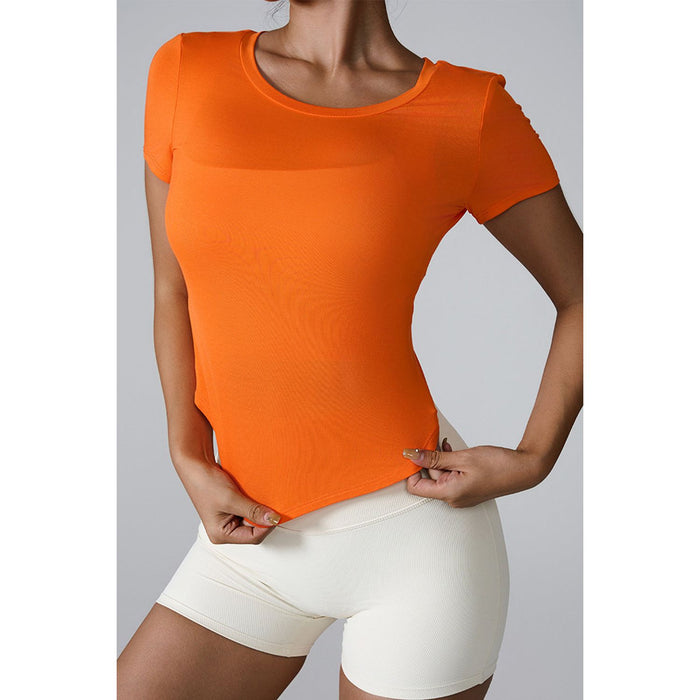 Cutout Round Neck Short Sleeve Active T-Shirt