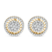 Bids.com 10K Yellow Gold 1.00 Cttw Diamond Halo Radiant Sunburst Stud Earrings (I-J Color, I2-I3 Clarity) Earrings
