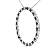 Bids.com .925 Sterling Silver 3.0 Cttw Alternating Black and White Diamond Open Hoop Circle Pendant Necklace (H-I Color, I3 Clarity) - 18" Inches Necklaces