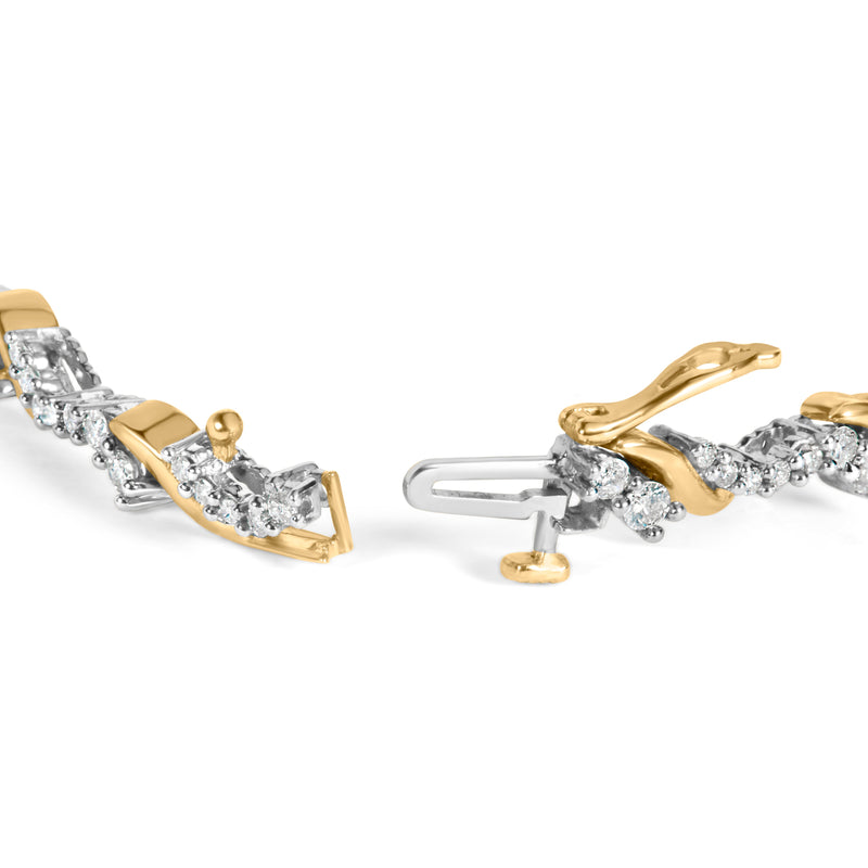 Bids.com 10K Yellow and White Gold 2.00 Cttw Diamond "S" Link 7" Bracelet (H-I Color, I2-I3 Clarity) Bracelets