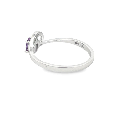Bids.com .02ct Amethyst Diamond Ring 10KT White Gold Rings