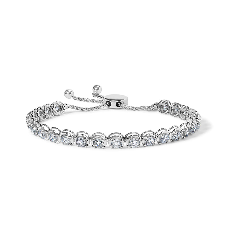 Bids.com 14K White Gold 6.00 Cttw Diamond 4â€-10â€ Adjustable Bolo Tennis Bracelet (I-J Color, I1-I2 Clarity) Bracelets