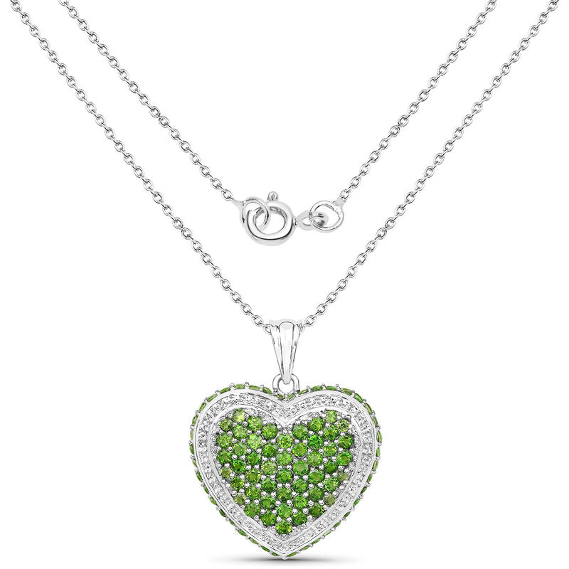 Bids.com 4.62 Carat Genuine Chrome Diopside .925 Sterling Silver Pendant Pendants
