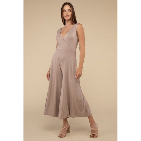 Surplice Neckline Sleeveless Jumpsuit