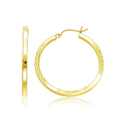 Bids.com 14k Yellow Gold Diamond Cut Hoop Earrings Earrings