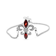 Bids.com .925 Sterling Silver Marquise Garnet  and Diamond Accent Lariat 4â€-10â€ Fleur De Lis Adjustable Bolo Bracelet (H-I Color, SI1-SI2 Clarity) Bracelets