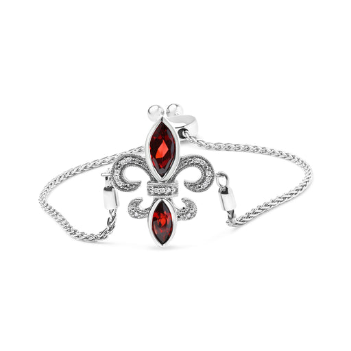 Bids.com .925 Sterling Silver Marquise Garnet  and Diamond Accent Lariat 4â€-10â€ Fleur De Lis Adjustable Bolo Bracelet (H-I Color, SI1-SI2 Clarity) Bracelets
