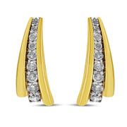 Bids.com 10K Yellow Gold Plated .925 Sterling Silver 1.00 Cttw Round Diamond Graduated Huggie Stud Earrings (I-J Color, I2-I3 Clarity) Earrings