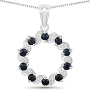 Bids.com 1.30 Carat Genuine Blue Sapphire and White Topaz .925 Sterling Silver Pendant Pendants