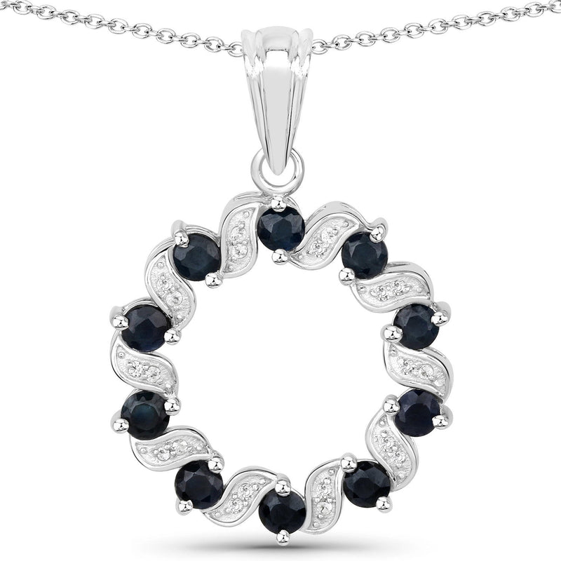 Bids.com 1.30 Carat Genuine Blue Sapphire and White Topaz .925 Sterling Silver Pendant Pendants