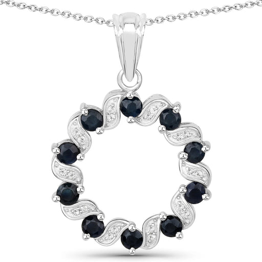Bids.com 1.30 Carat Genuine Blue Sapphire and White Topaz .925 Sterling Silver Pendant Pendants