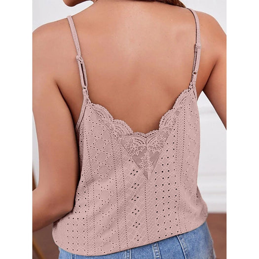 Eyelet Lace Detail V-Neck Cami