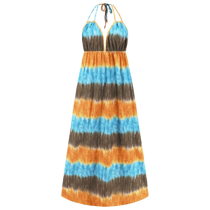 Tie-Dye Halter Neck Sleeveless Dress