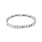 Bids.com 14K White Gold 4 3/8 Cttw Alternating Invisible Set Princess and Baguette Diamond Tennis Bracelet (G-H Color, VS1-VS2 Clarity) - Size 7" Bracelets