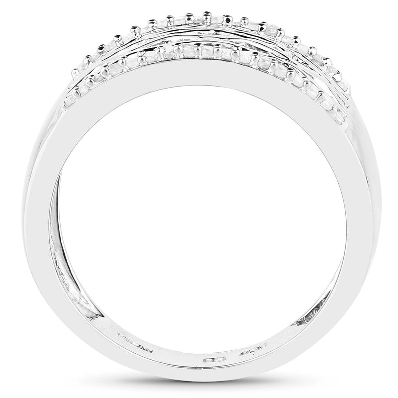 Bids.com 0.41 Carat Genuine White Diamond .925 Sterling Silver Ring Rings