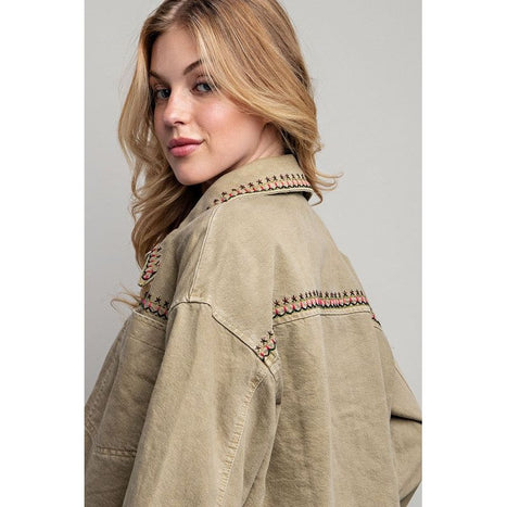 EMBROIDERED WASH COTTON JACKET