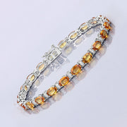 Bids.com 12.33 Carat Genuine Orange Sapphire and White Diamond 14K White Gold Bracelet Bracelets