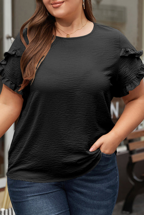 Ruffled Short Sleeve Plus Size Top