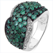 Bids.com 2.28 Carat Genuine Emerald & White Topaz .925 Sterling Silver Ring Rings