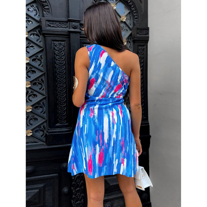 Cutout Printed Sleeveless Mini Dress