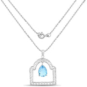 Bids.com 10.50 Carat Genuine Swiss Blue Topaz .925 Sterling Silver Pendant Pendants