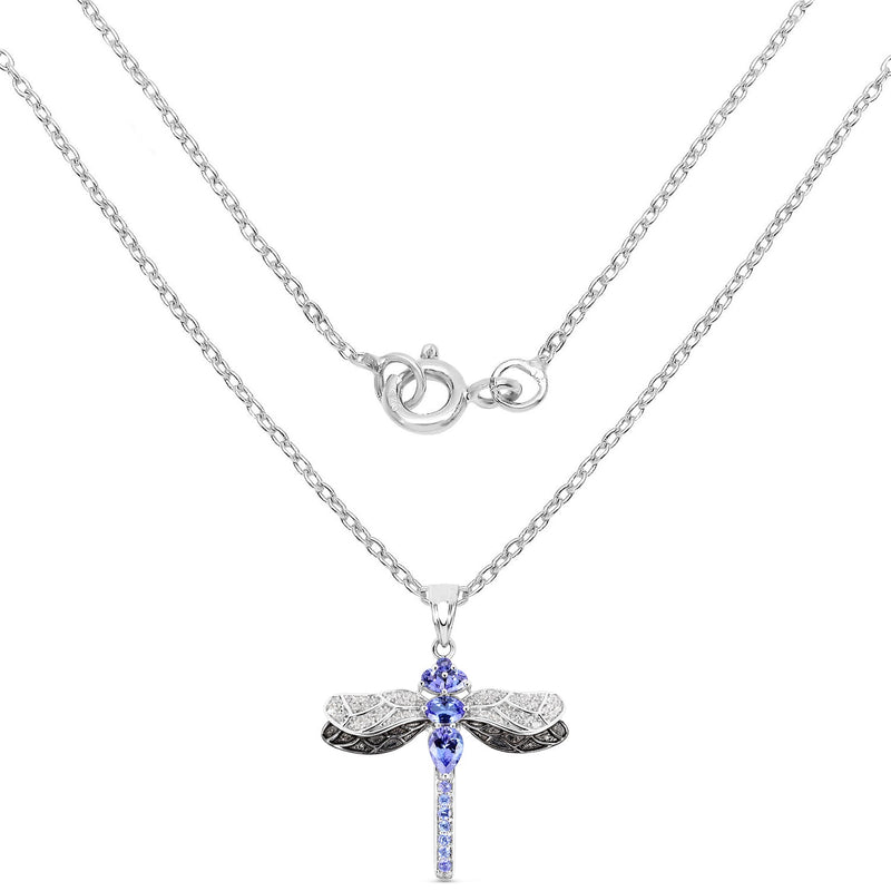 Bids.com 1.93 Carat Genuine Tanzanite and White Topaz .925 Sterling Silver Pendant Pendants