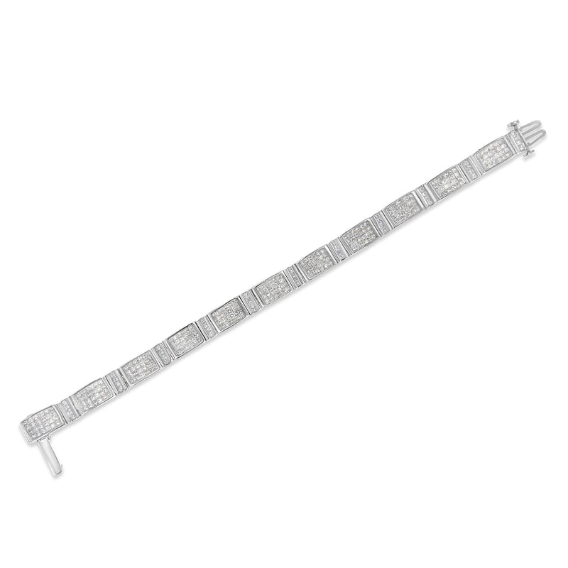 Bids.com 14K White Gold 7.0 Cttw Princess Cut Diamond 7" Alternating Vertical and Horizontal Rectangular Link Tennis Bracelet (H-I Color, SI2-I1 Clarity) Bracelets