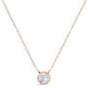 Bids.com AGS Certified 10K Rose Gold 1/5 Cttw Bezel Set Round Diamond Solitaire 16-18" Adjustable Pendant Necklace (H-I Color, VS1-VS2 Clarity) Necklaces