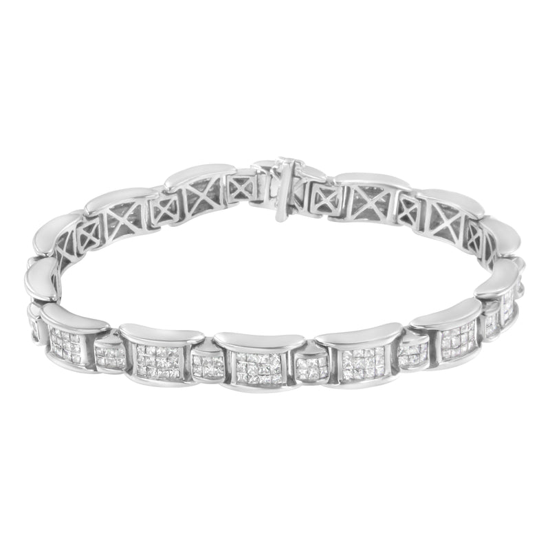 Bids.com 14K White Gold 5.0 Cttw Princess-Cut Diamond Rectangular Alternating Station 7" Tennis Bracelet (G-H Color, SI1-SI2 Clarity) Bracelets