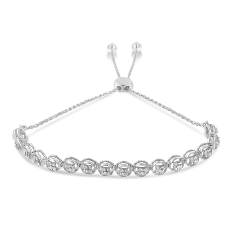 Bids.com .925 Sterling Silver 1/4 cttw Round-cut Diamond Bolo Bracelet (I-J Color, I3 Clarity) Bracelets