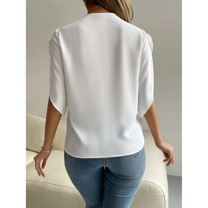 V-Neck Short Sleeve Blouse