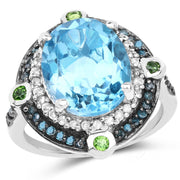 Bids.com 5.84 Carat Genuine Multi Stones .925 Sterling Silver Ring Rings