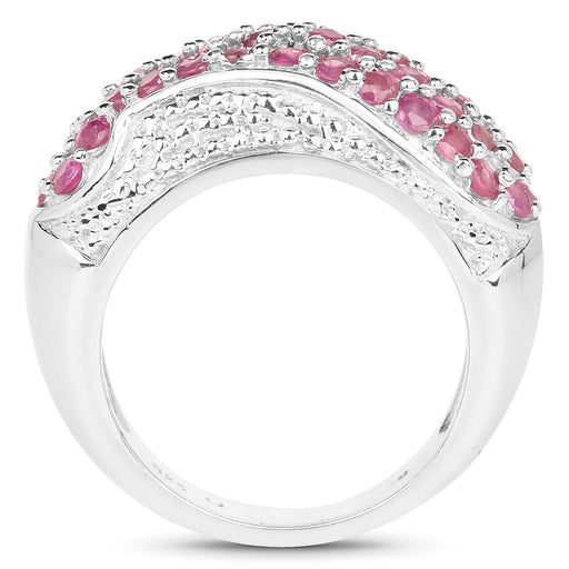 Bids.com 1.81 Carat Genuine Ruby and White Zircon .925 Sterling Silver Ring Rings