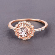 Bids.com 0.54 Carat Genuine Morganite and White Diamond 14K Rose Gold Ring Rings