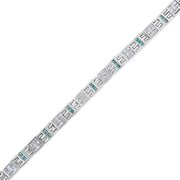 Bids.com 14K White Gold Princess-Cut white and Blue Diamond 3.00 cttw Fashion Link Bracelet (H-I Color, SI1-SI2 Clarity) Bracelets